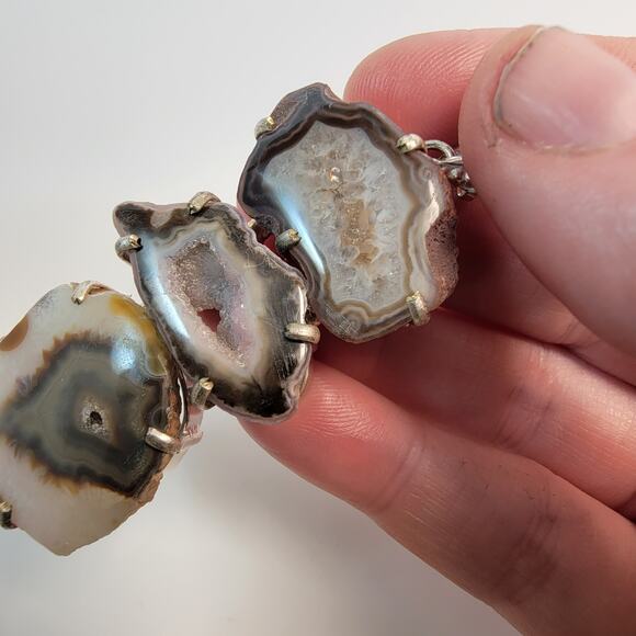 Necklace Pendants Stalactite Slice Handmade Jewelry Sterling Silver Triple Drop - Picture 9 of 10